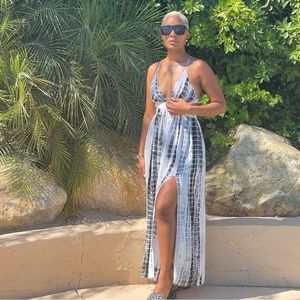 Thin strap maxi dress, front slit